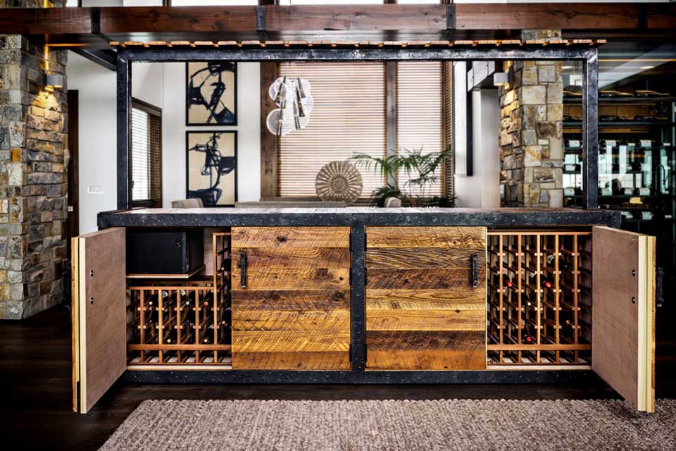 Wine Cellar/Bar Made Of 100YearOld Barn Wood Is A Sight To Behold