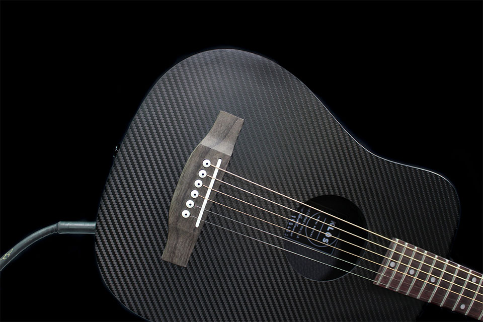 KLOS Super Durable Carbon Fiber Travel Guitar Gets Electrified!