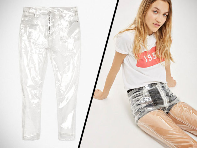 Topshop clear plastic store jeans