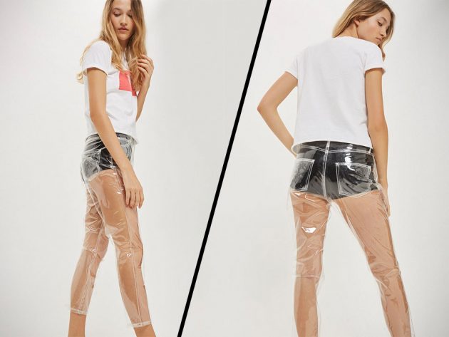 Topshop Moto Clear Plastic Straight Leg Jeans