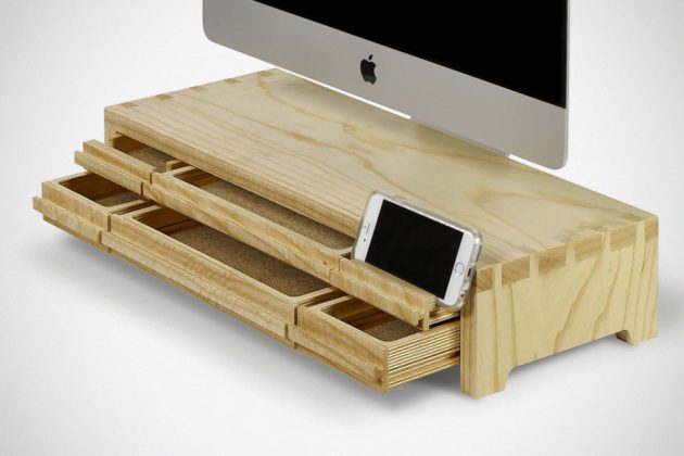 Understands Reclaimed Wood Stand for iMac