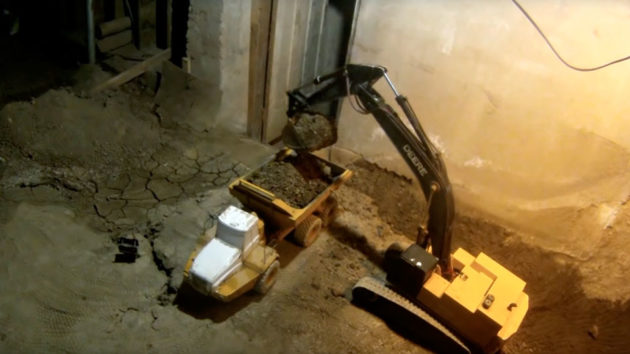 Excavating Basement With RC Construction Toys