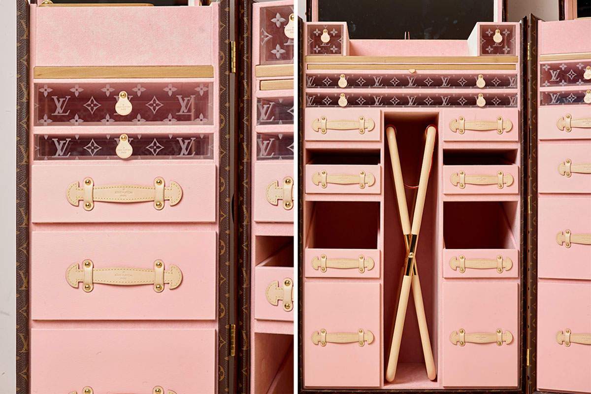 The Louis Vuitton 'MALLE COIFFEUSE' pink beauty trunk. 🧳 #louisvuitton #lv  #luggage #fashion #short 