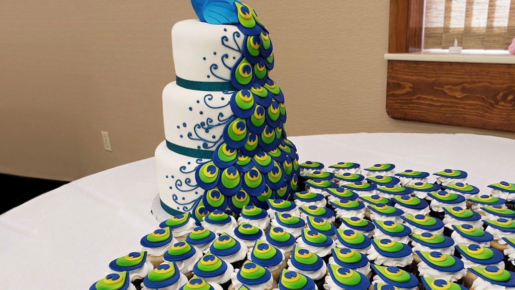 Peacock Cake & Cupcakes
