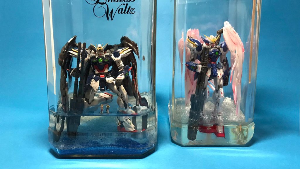 Gundam Model Kit Built Inside Bottles