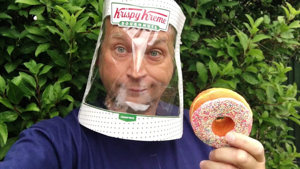 DIY Krispy Kreme Face Shield by Andy Clockwise