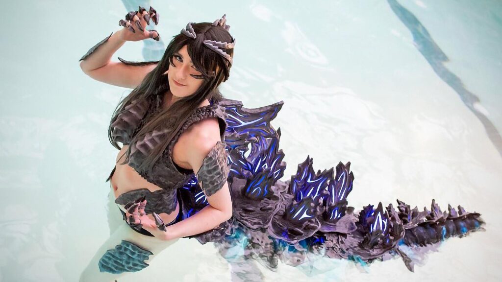 Godzilla and Xenomorph Queen Swimsuit Cosplay
