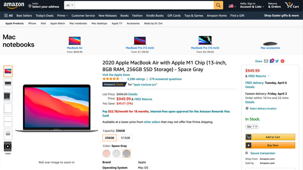 Deal Alert: Apple MacBook Air With M1 Chip Is Now US$950 On Amazon