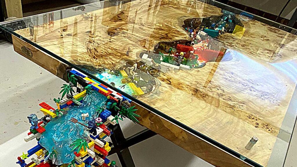 Custom LEGO Waterfall Coffee Table by Nick Zammeti