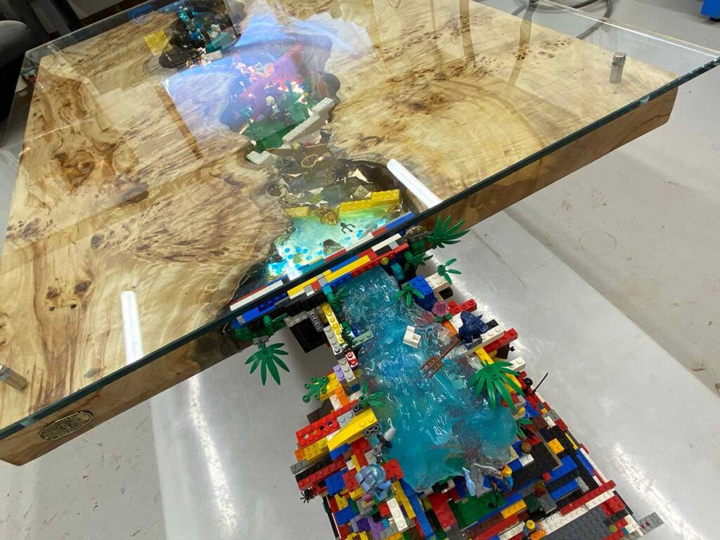 Custom LEGO Waterfall Coffee Table by Nick Zammeti