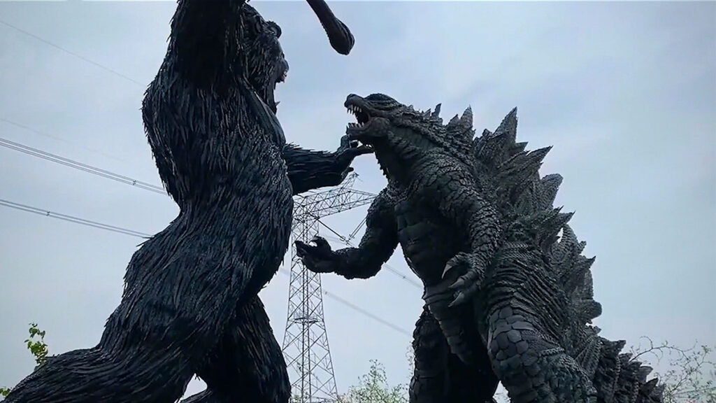 Godzilla Sculpture Made From Discarded Tires