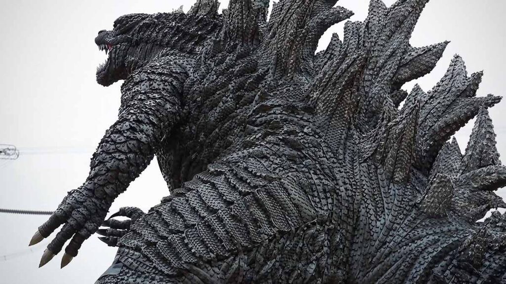 Godzilla Sculpture Made From Discarded Tires