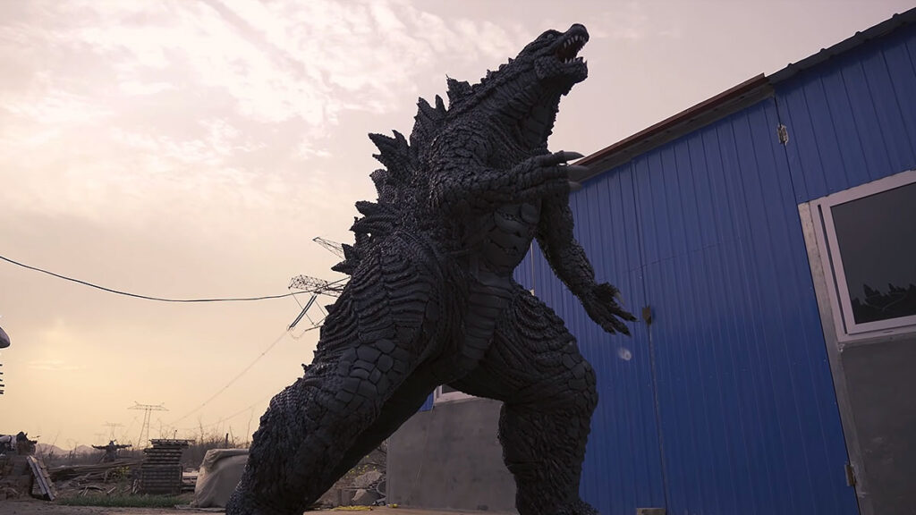 Godzilla Sculpture Made From Discarded Tires