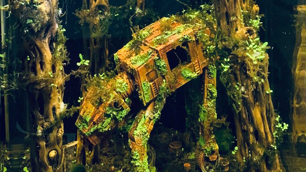 Fish Tank with Sunken AT-AT Decoration