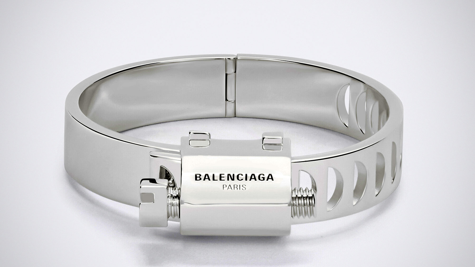 Баленсиага браслет скотч сколько стоит. Balenciaga Silver Tool хомут. Браслет Balenciaga fw24. Balenciaga Silver Tool Bracelet. Balenciaga браслет хомут.