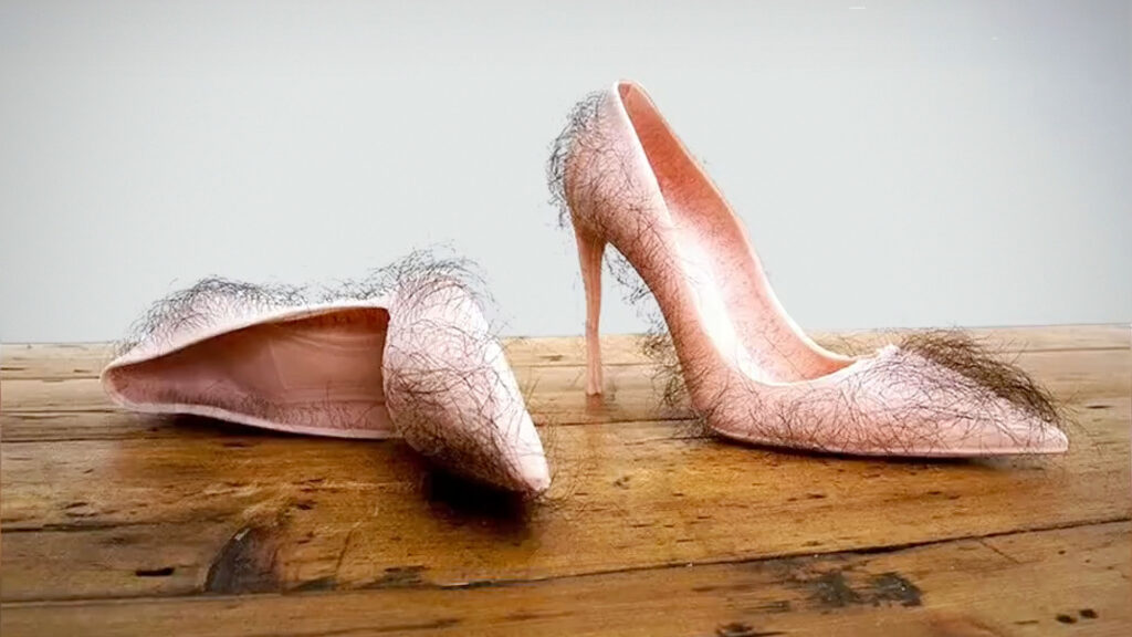 Babe Hairy Stiletto Art Installation by Zhu Tian
