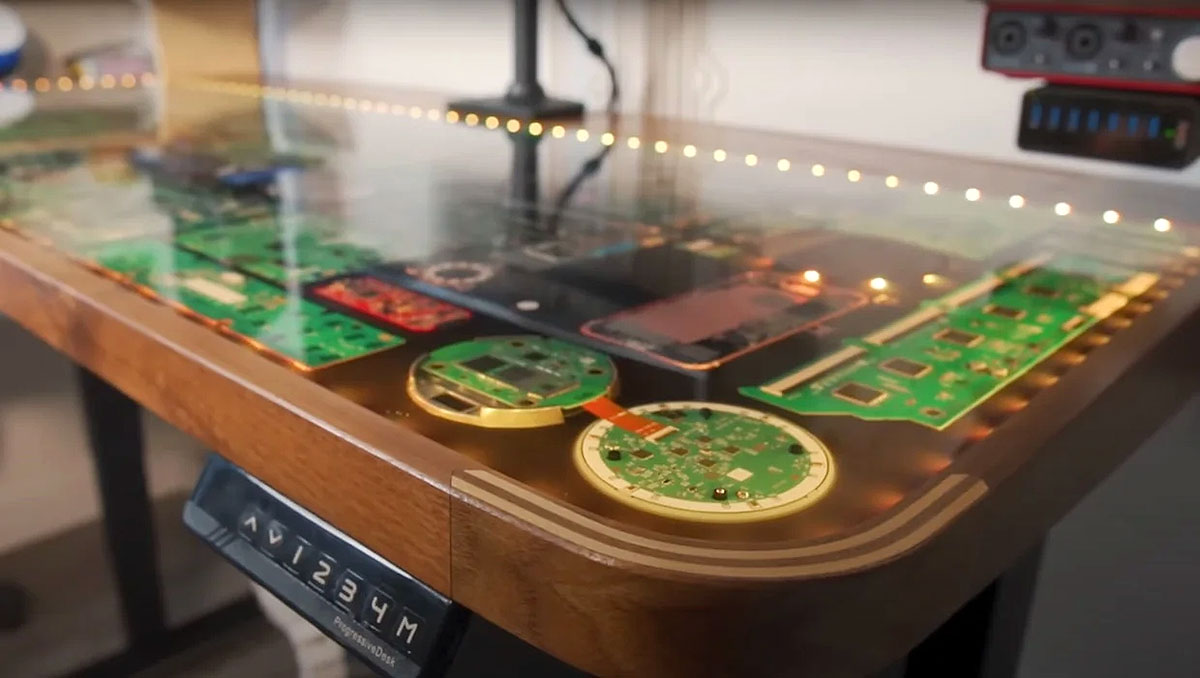 A Custom Table Top With Circuit Boards Sealed In Resin Is The Geekiest Table Top Ever
