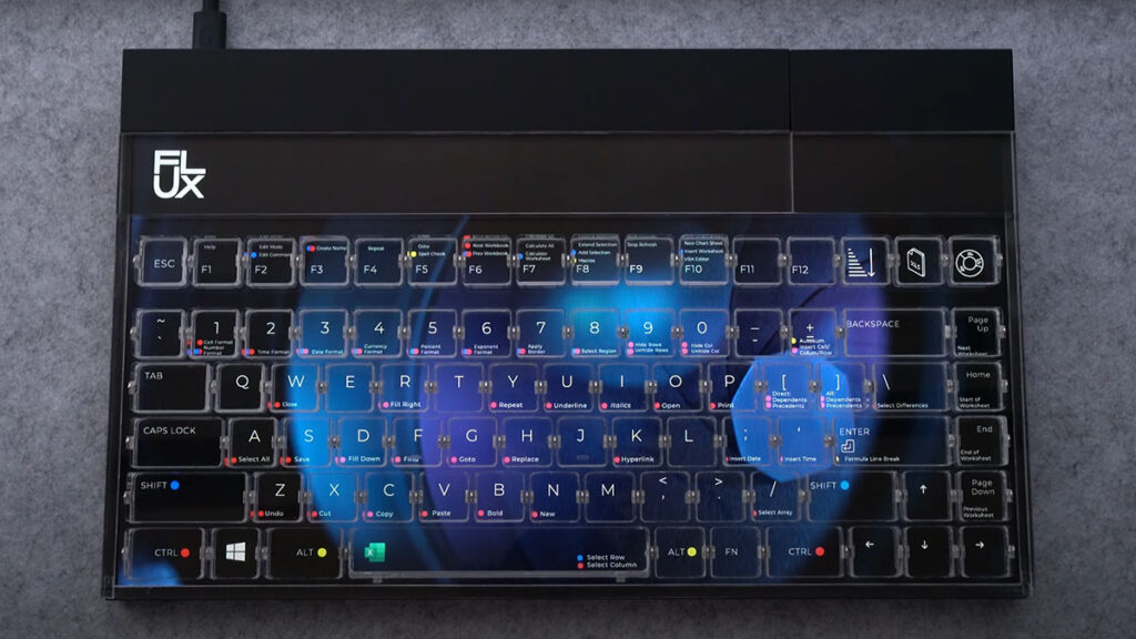 Flux Keyboard, un clavier transparent avec écran Full HD