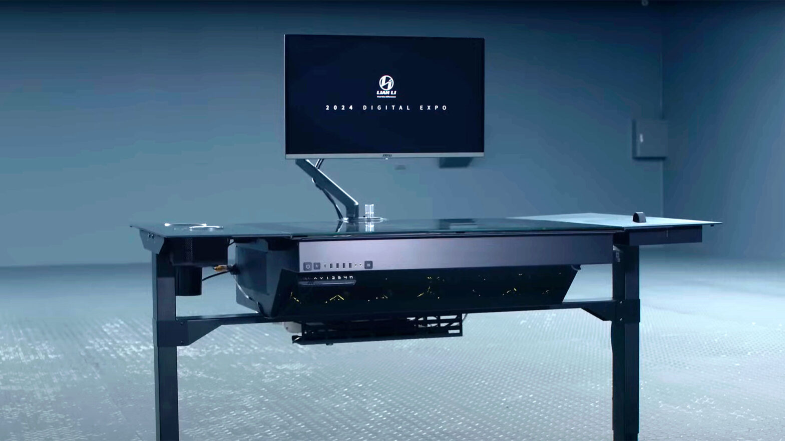 Lian Li DK07 Standing Desk PC Case Prototype Has A Transparent OLED