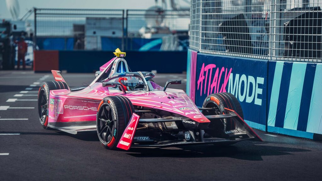 Fluorescent Porsche 99X Electric Formula E Race Car