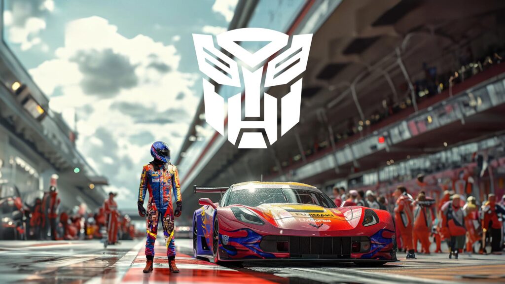 Transformers x Bingo Sports Race Car and Optimus Prime Action Figure