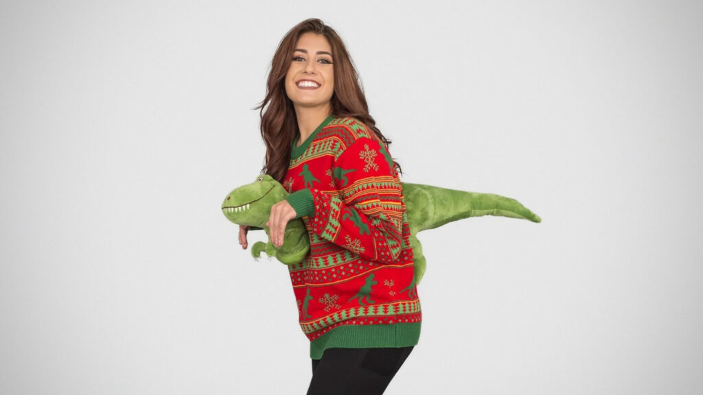 3D Dinosaur Ugly Christmas Sweaters