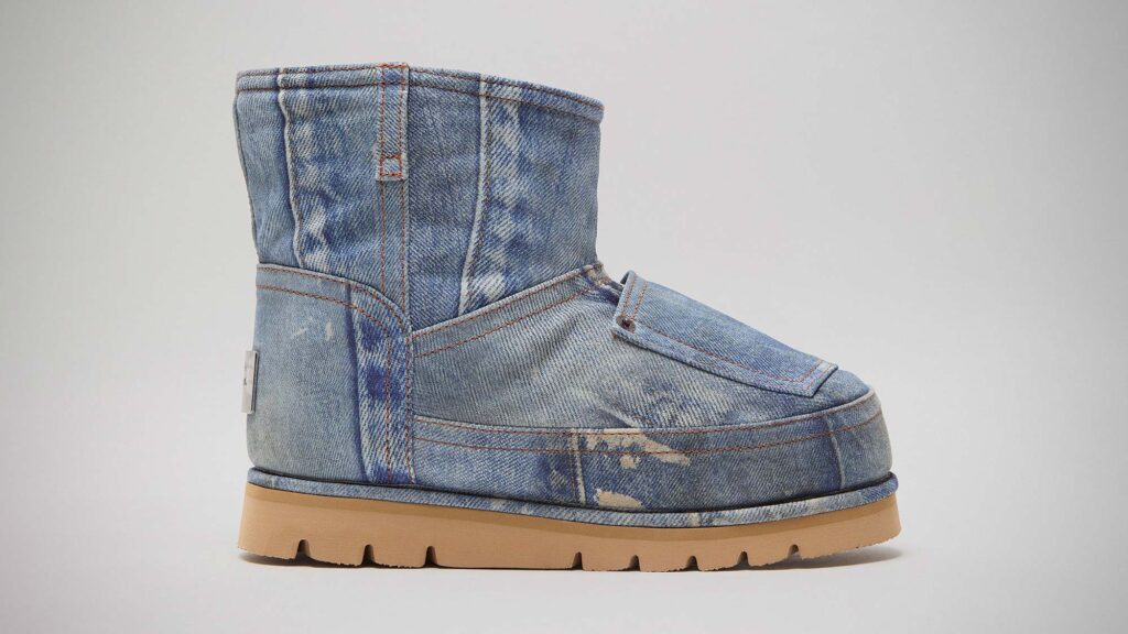Acne Studios Low Boots Denim Printed Leather