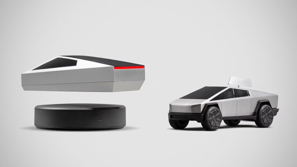 Levitating Cybertruck and Cybertruck Wind-up Racer