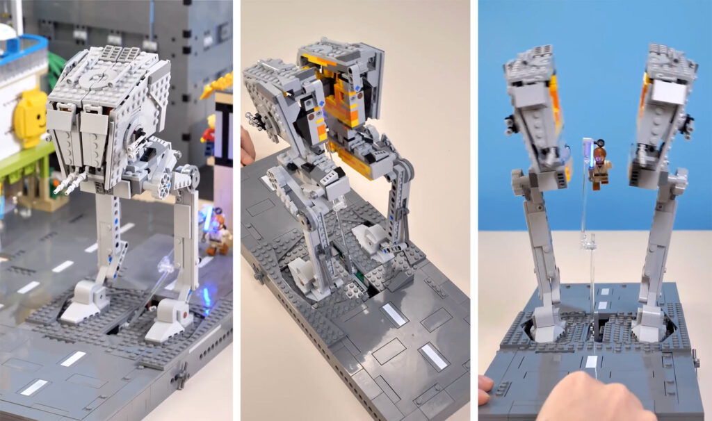 Destroying a LEGO AT-ST MOC by SunPro Bricks