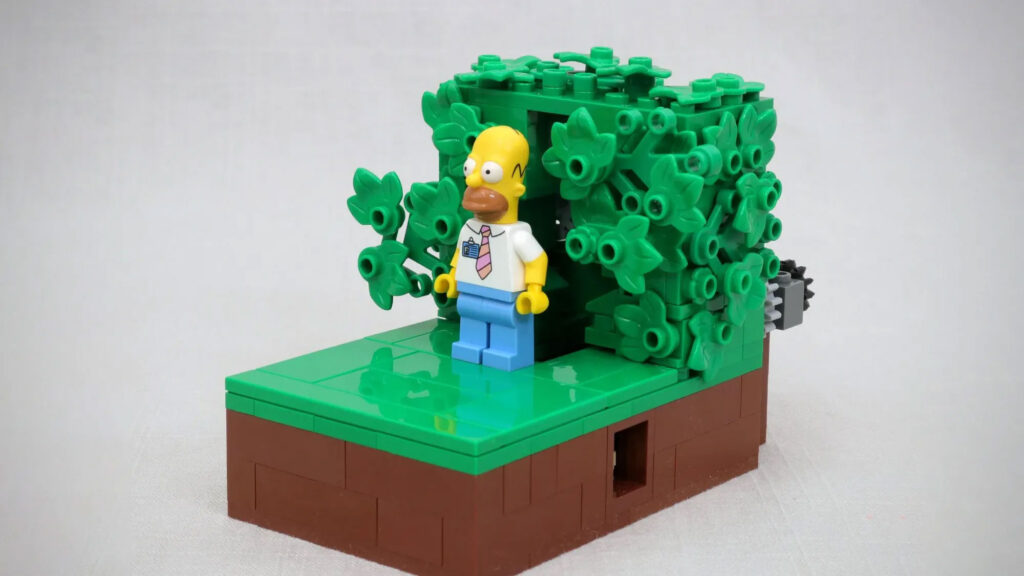 LEGO Homer in the Bushes by JK Brickworks