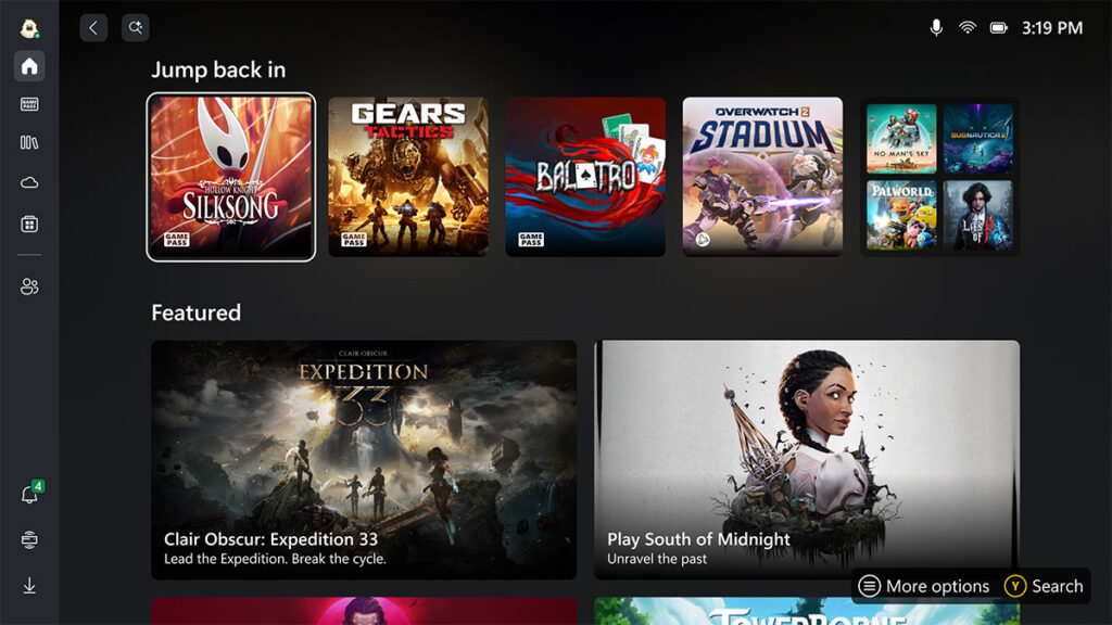 Xbox Home UI Xbox Ally