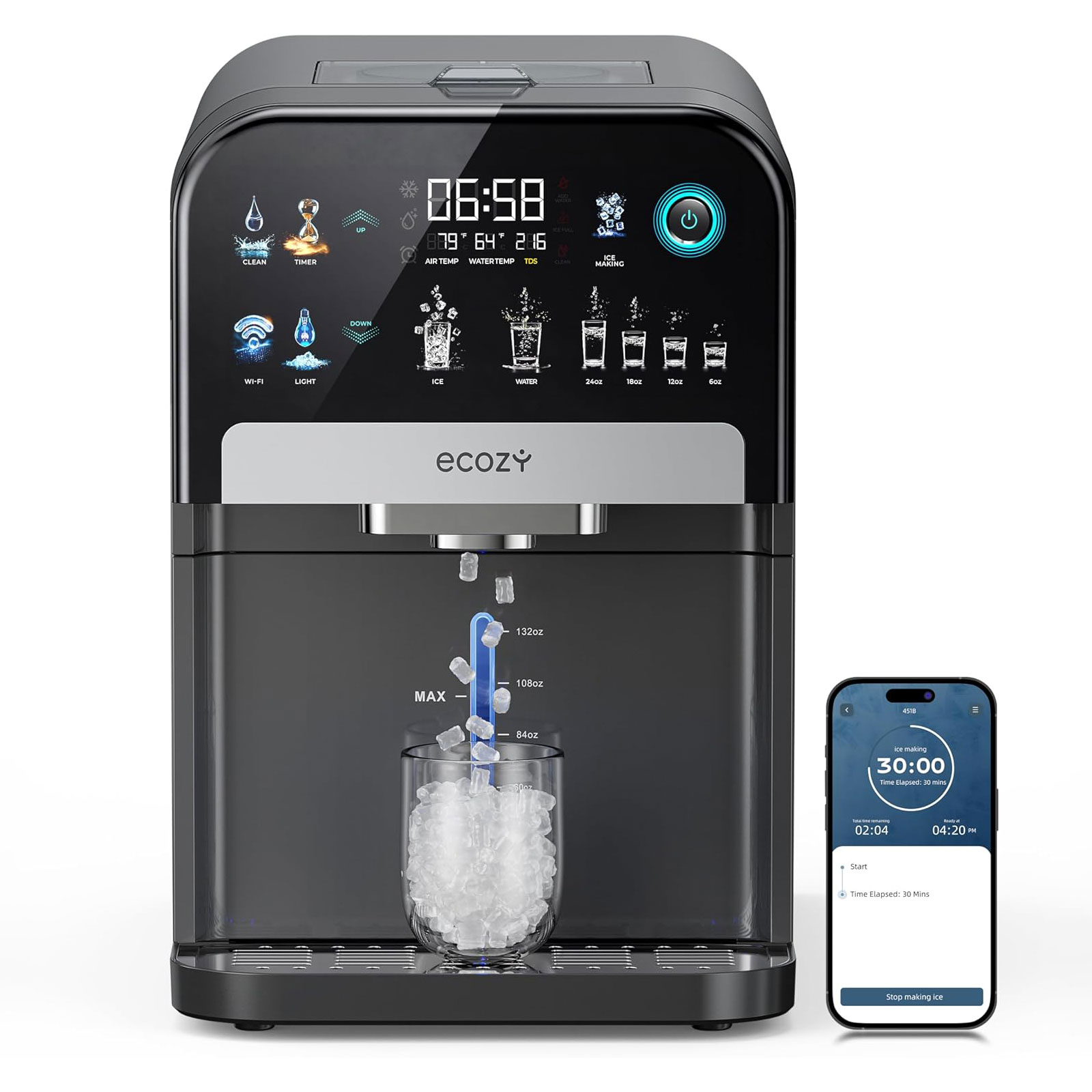 ecozy Ice Maker with Water Dispenser