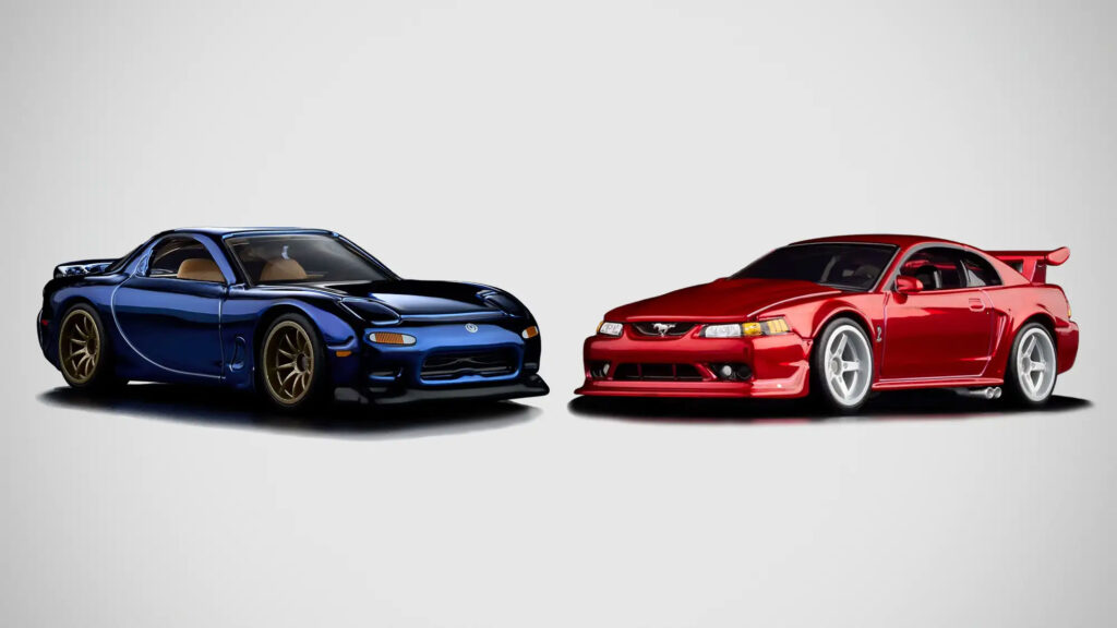 Hot Wheels RLC 1993 Mazda RX-7 and 2000 Ford Mustang SVT Cobra R