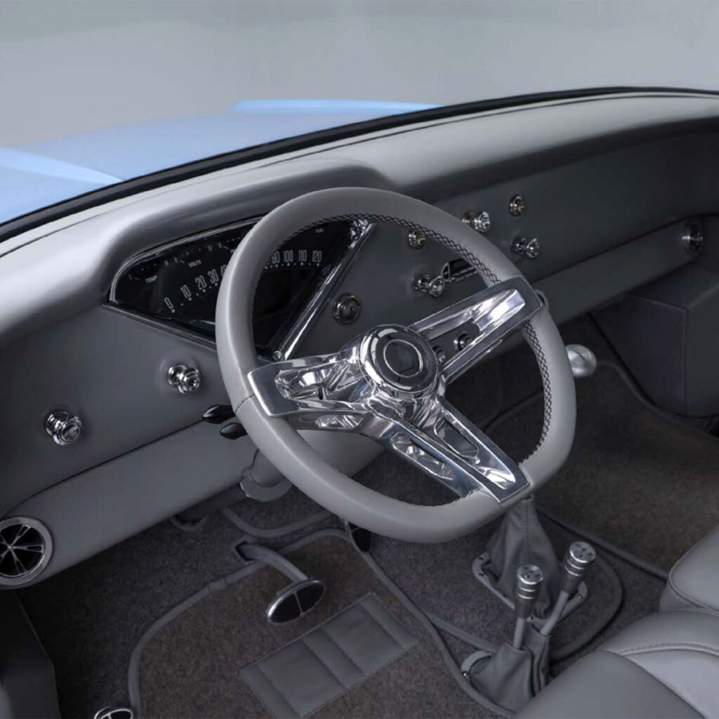 1957 Chevrolet 3100 custom pickup truck in Clearwater Blue showcased at the 2025 SEMA Show