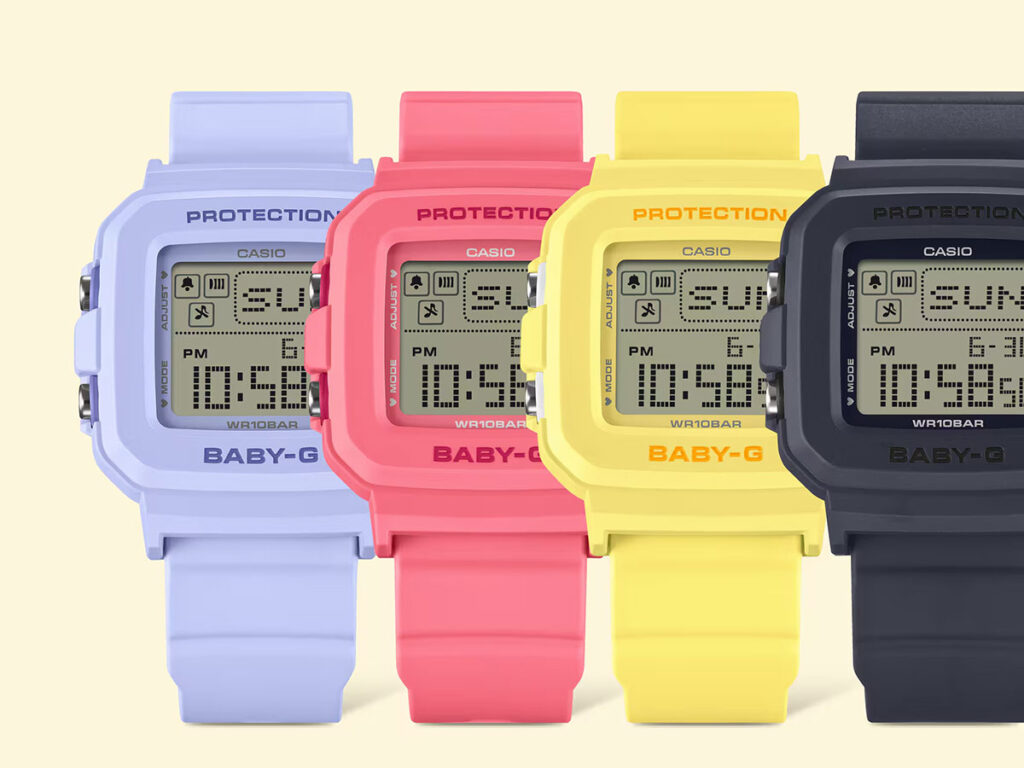 Baby-G + Plus BGD-10 Series pastel square watch with heart-shaped holder and removable case