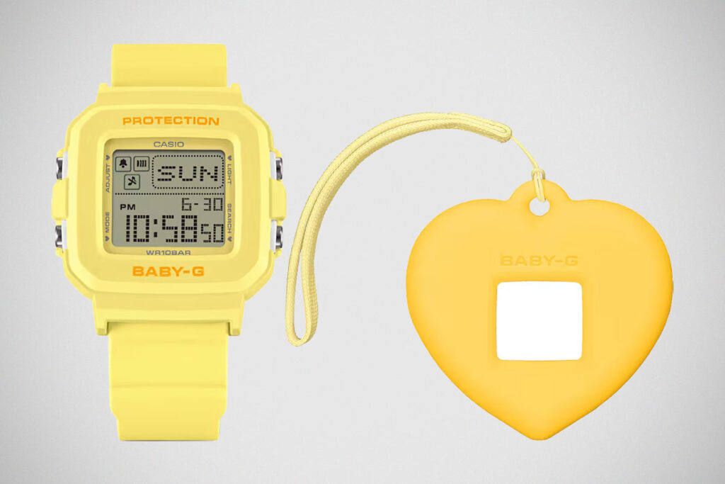 Baby-G + Plus BGD-10 Series pastel square watch with heart-shaped holder and removable case