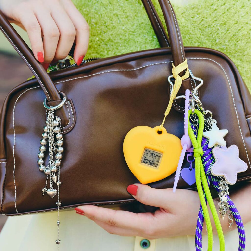 Baby-G + Plus BGD-10 Series pastel square watch with heart-shaped holder and removable case