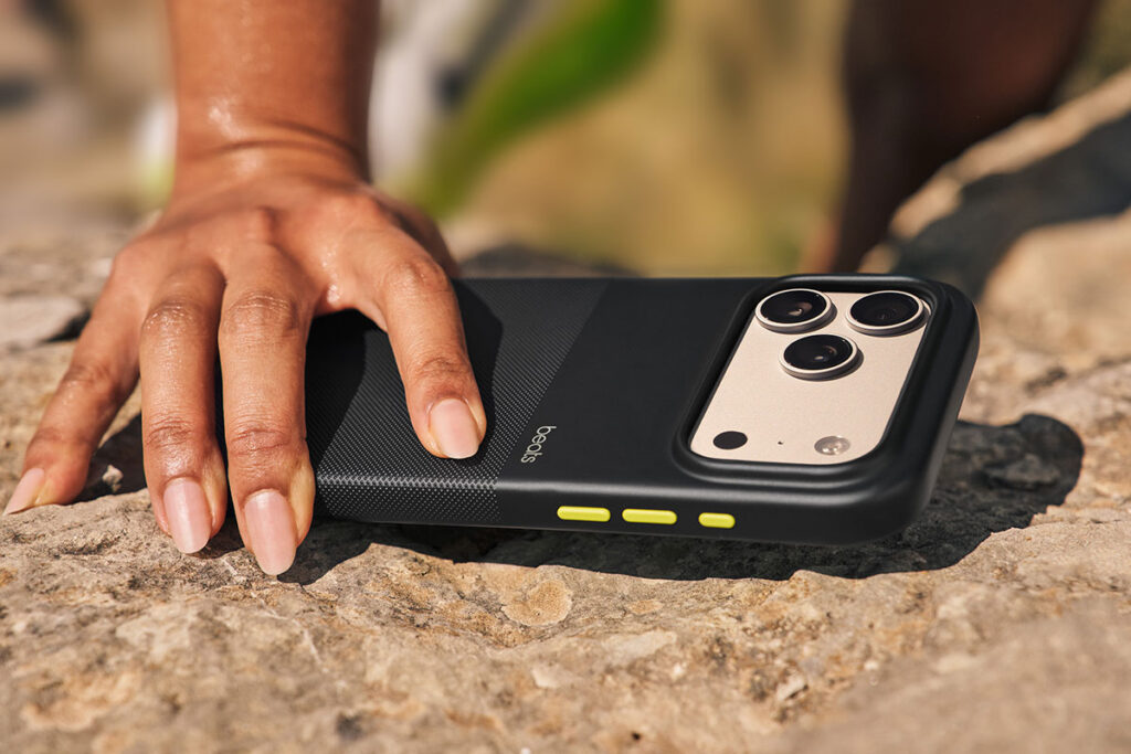 Beats Rugged Case on iPhone 17 Pro in Everest Black finish