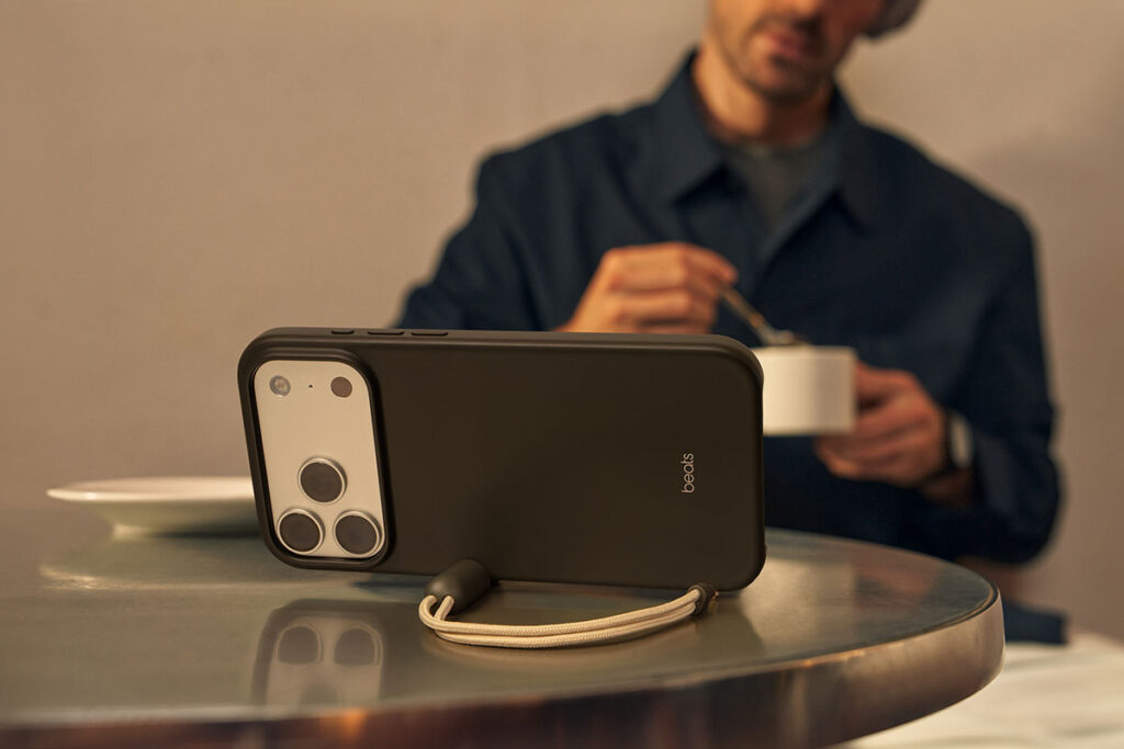 Beats Kickstand Case on iPhone 17 Pro in Granite Gray finish