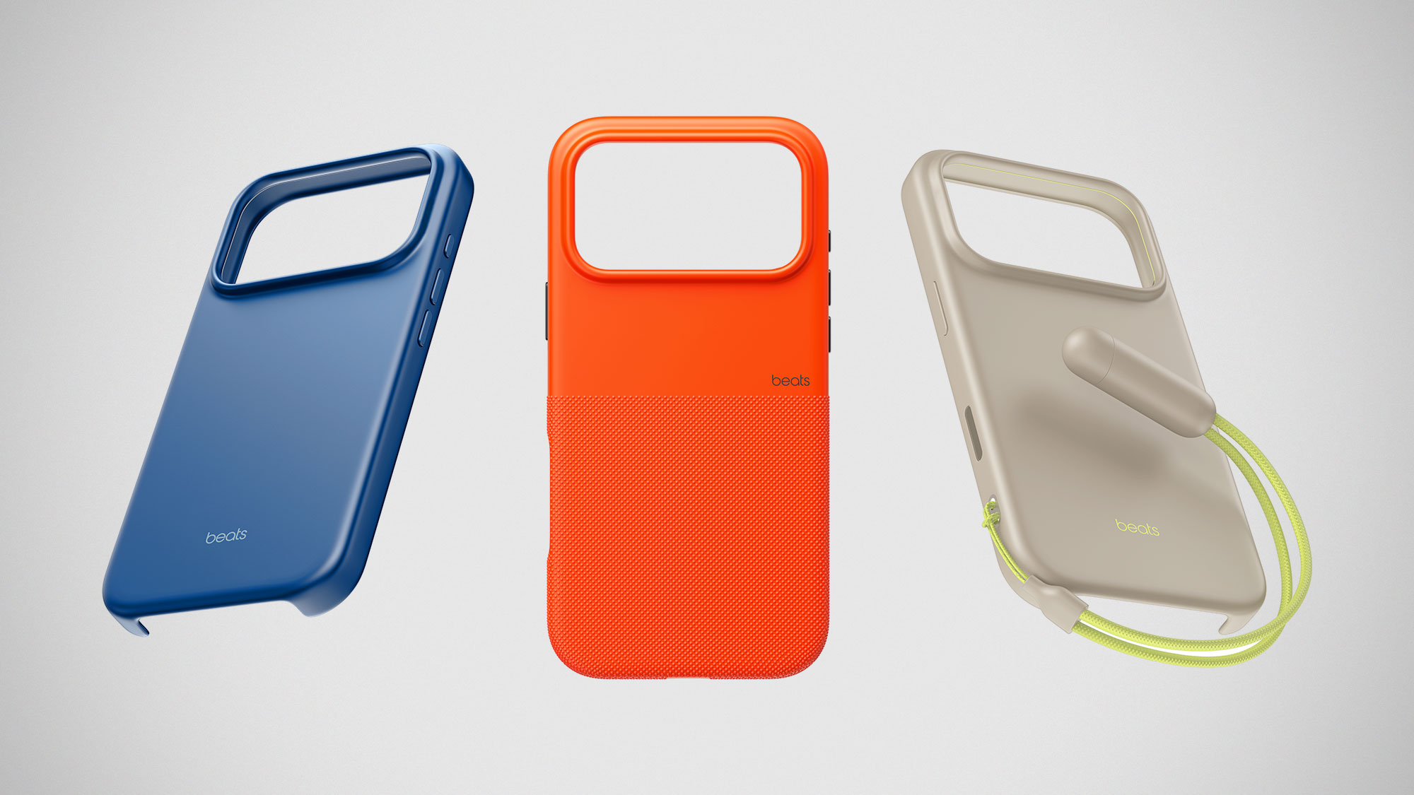 Beats rugged and kickstand cases displayed on iPhone 17 and iPhone 17 Pro in multiple colorways