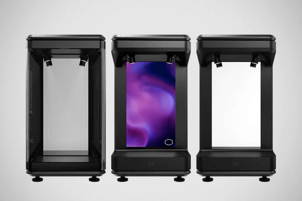 Cooler Master MasterFrame 360 PC case with built-in illuminated action figure display compartment