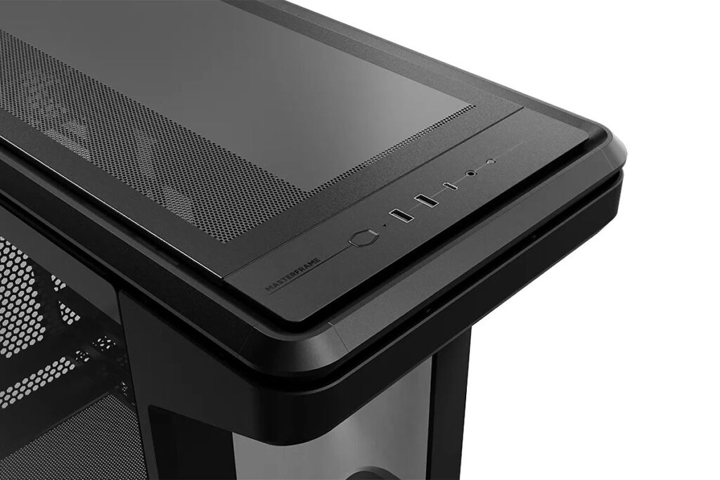 Cooler Master MasterFrame 360 PC case with built-in illuminated action figure display compartment