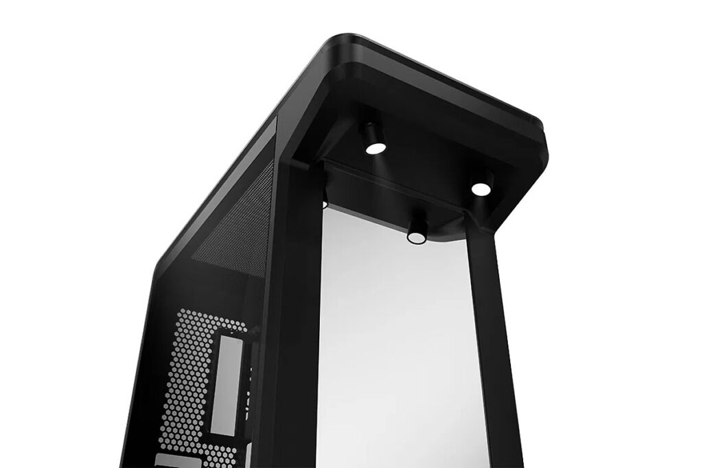Cooler Master MasterFrame 360 PC case with built-in illuminated action figure display compartment