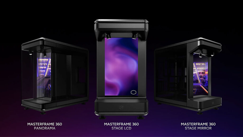 Cooler Master MasterFrame 360 PC case with built-in illuminated action figure display compartment