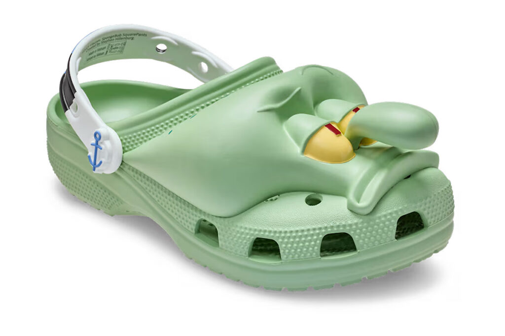Squidward Tentacles Crocs Classic Clogs with molded nose and anchor rivets