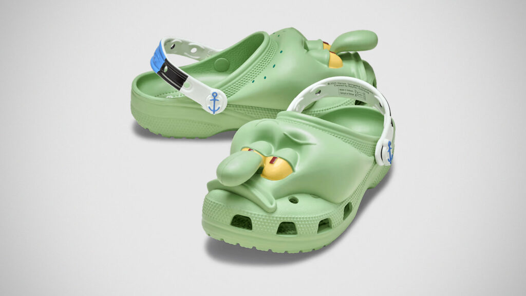 Squidward Tentacles Crocs Classic Clogs with molded nose and anchor rivets