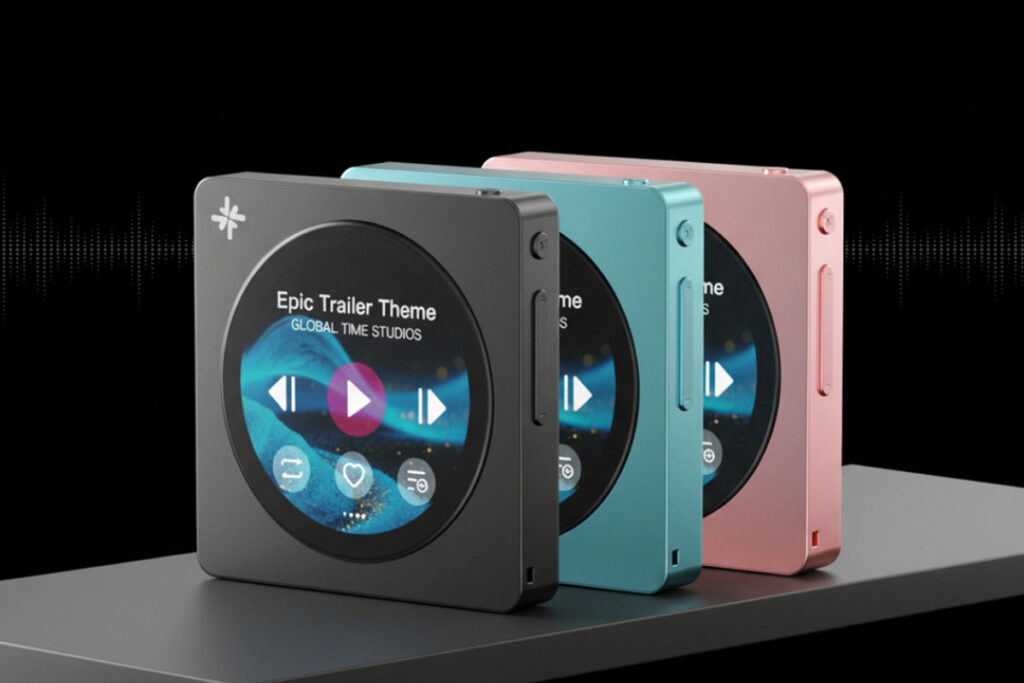 FiiO Snowsky Disc portable music player with circular touchscreen and retro CD player design