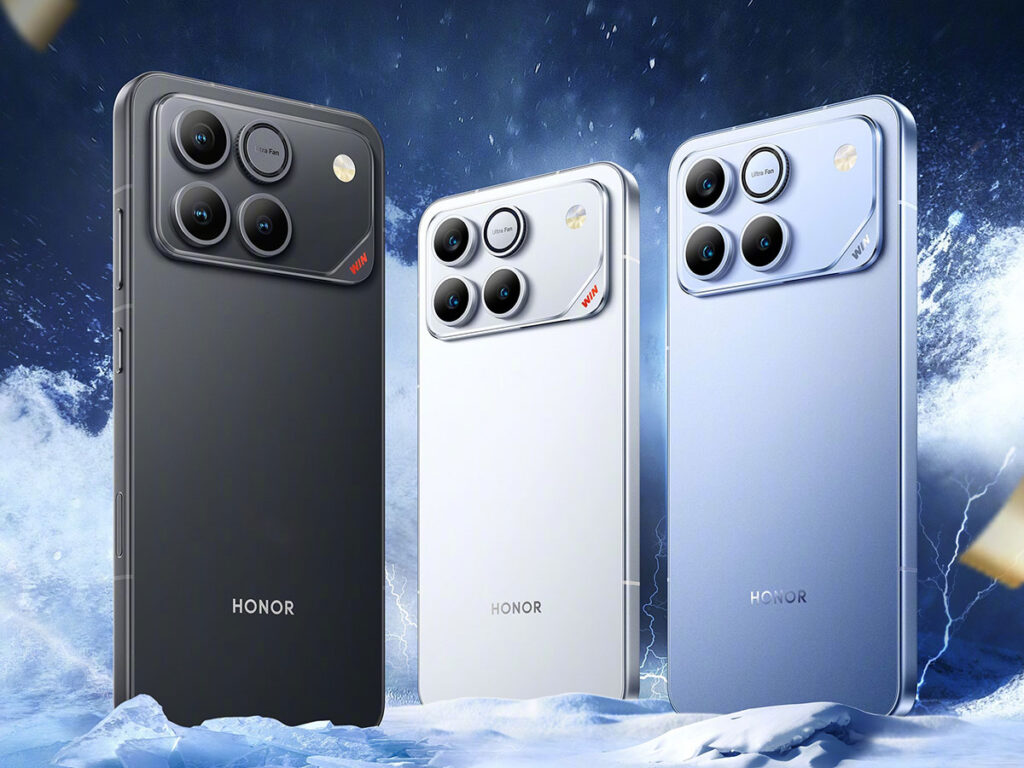 Honor WIN smartphone with built-in cooling fan integrated into the camera module and 10,000 mAh battery design