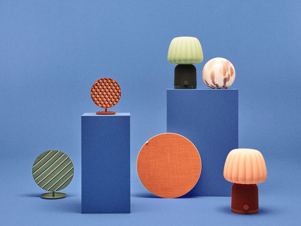 IKEA SOLSKYDD Bluetooth speakers in bold color designs by Tekla Evelina Severin