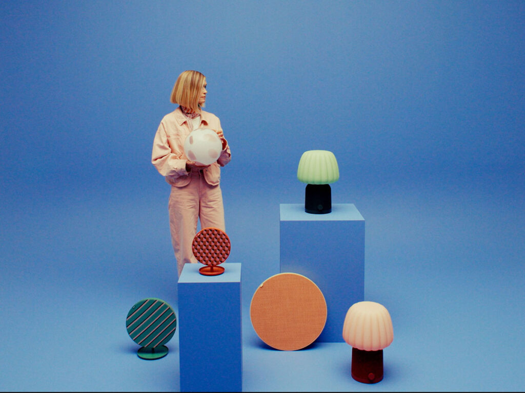 IKEA SOLSKYDD Bluetooth speakers in bold color designs by Tekla Evelina Severin